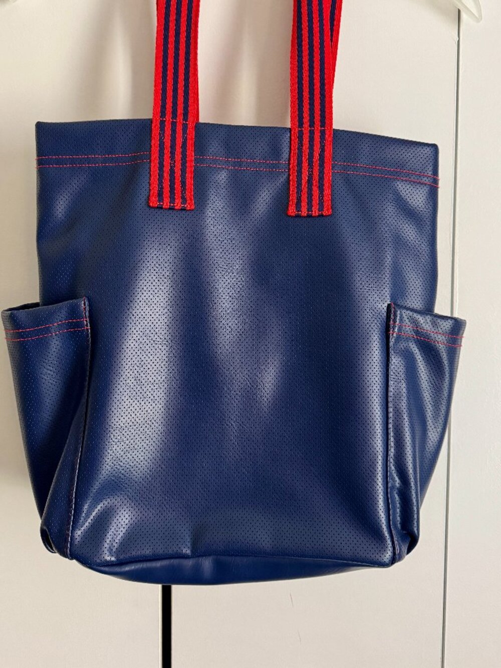 Universal Thread Blue Tote Bag Red Striped Handles Canvas Americana Beach Market